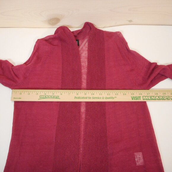 Eileen Fisher Women's size M Linen Blend Sheer Cardigan Raspberry Red - Picture 5 of 12